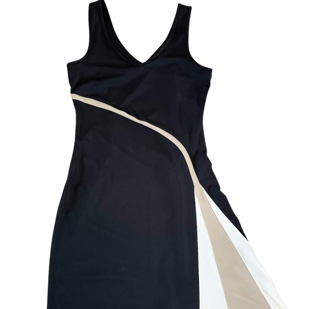 New York & Company Women Black Dress Size Medium Colorblock Sleeveless